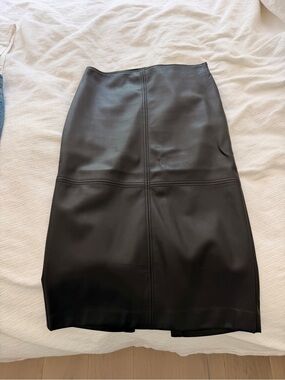 White House Black Market Black Faux Leather Pencil Skirt